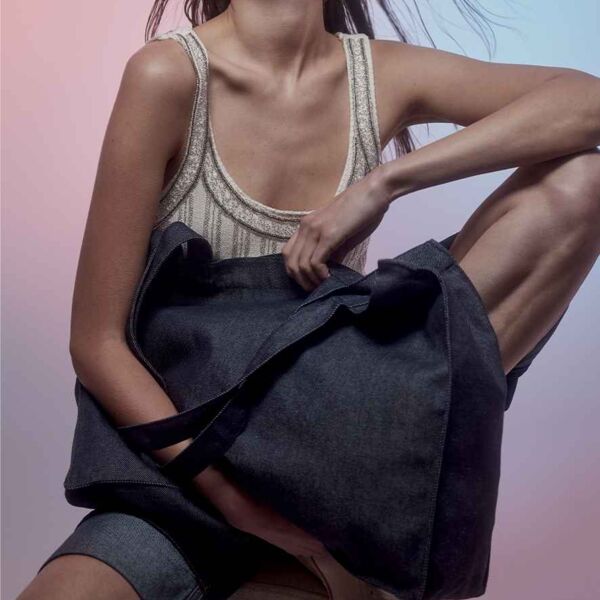 Kimood Large Recycled Cotton Denim Look Shopping Bag Thumbnail